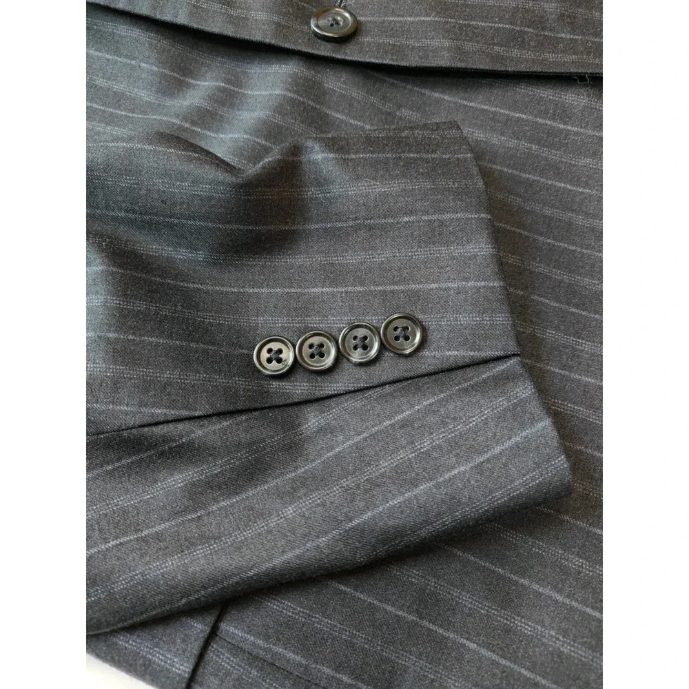 Jos A Bank Mens Wool Sports Coat 39L Blue Striped 2 Button Blazer U806